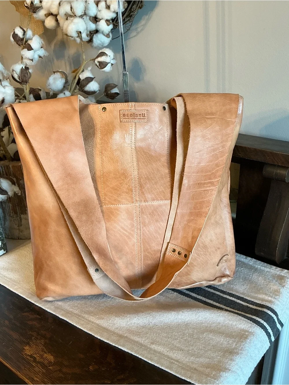NWT Bed Stu Leather Ariel Max Hobo Shoulder Bag Oats DD Dip Dyed Retail $248